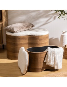 Lot De 2 Poufs Coffres Bouclette Loe Blanc Atmosphera 2