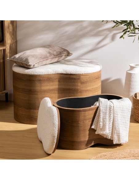 Lot De 2 Poufs Coffres Bouclette Loe Blanc Atmosphera