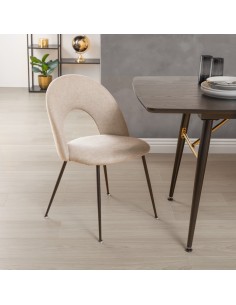 Lot De 4 Chaises De Table Raven En Tissu Beige Atmosphera 2