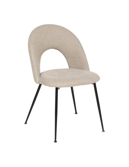 Lot De 4 Chaises De Table Raven En Tissu Beige Atmosphera
