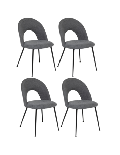 Lot De 4 Chaises De Table Raven En Tissu Gris Atmosphera