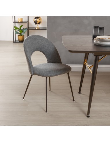 Lot De 4 Chaises De Table Raven En Tissu Gris Atmosphera