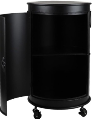 Bar Bidon Avec Roulettes Loft & Metal Noir Atmosphera