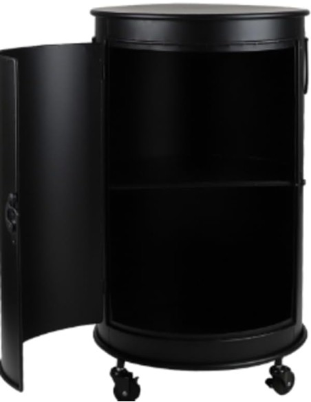 Bar Bidon Avec Roulettes Loft & Metal Noir Atmosphera