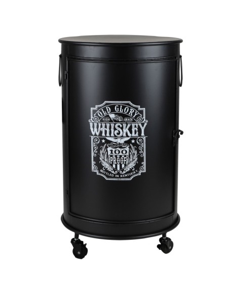 Bar Bidon Avec Roulettes Loft & Metal Noir Atmosphera