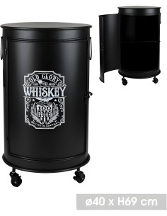 Bar Bidon Avec Roulettes Loft & Metal Noir Atmosphera 2