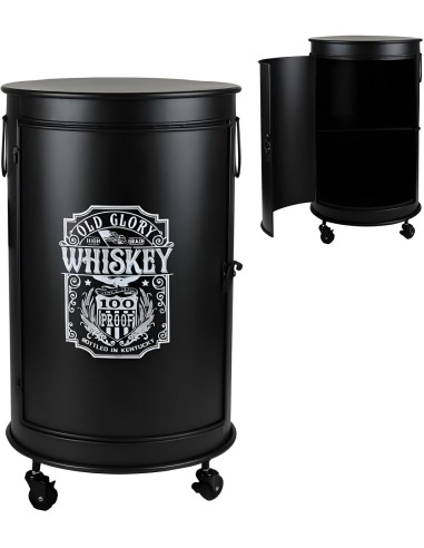 Bar Bidon Avec Roulettes Loft & Metal Noir Atmosphera