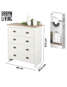 Commode Avec 5 Tiroirs Colonial Blanc Atmosphera 2