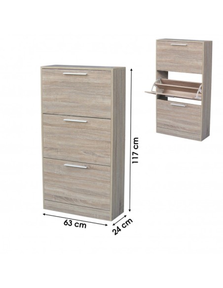 Range Chaussures 3 Tiroirs Pratik Beige Five