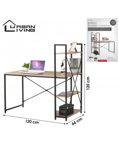 Bureau Avec Étagère 3 Niveaux Colorado Five