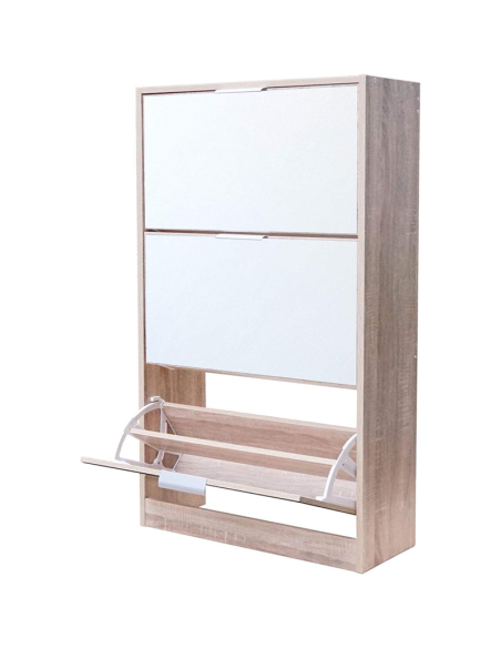 Range Chaussures 3 Tiroirs Miroir Blanc Five