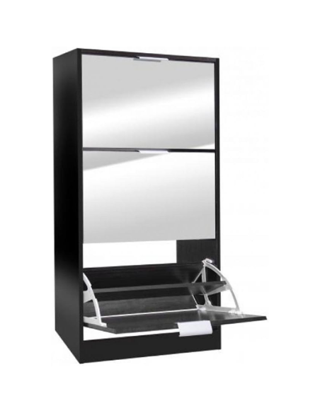 Range Chaussures 3 Tiroirs Miroir Noir Five