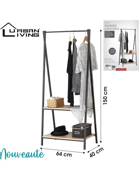 Penderie Avec 2 Étagères Noir Five
