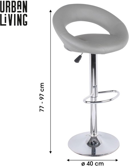 Lot De 2 Tabourets De Bar PU We Love Gris Atmosphera