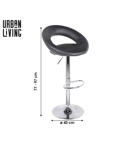 Lot De 2 Tabourets De Bar PU We Love Noir Atmosphera