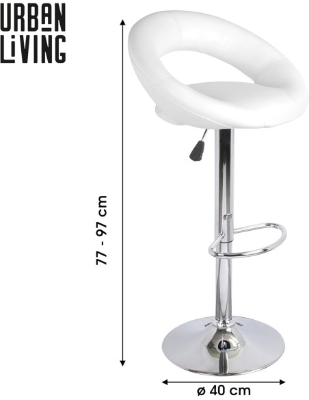 Lot De 2 Tabourets De Bar PU We Love Blanc Atmosphera