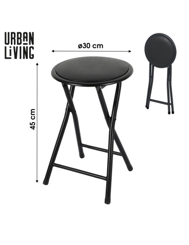 Tabouret Pliable PVC Noir Atmosphera