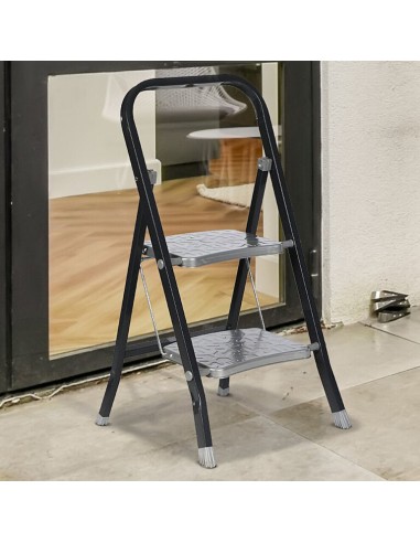 Escabeau Pliable 2 marches Noir Atmosphera