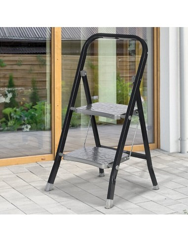 Escabeau Pliable 2 marches Noir Atmosphera