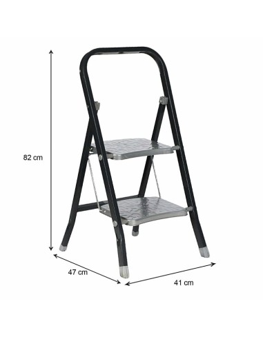 Escabeau Pliable 2 marches Noir Atmosphera