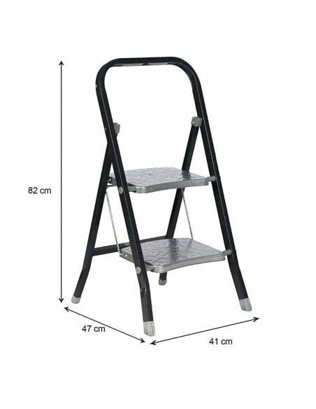 Escabeau Pliable 2 marches Noir Atmosphera