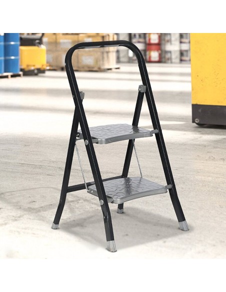 Escabeau Pliable 2 marches Noir Atmosphera