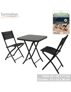 Ensemble De Jardin Table Avec 2 Chaises Noir Five 2
