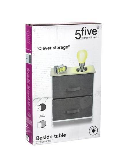 Table De Chevet 2 Tiroirs Tissa Gris Foncé Five