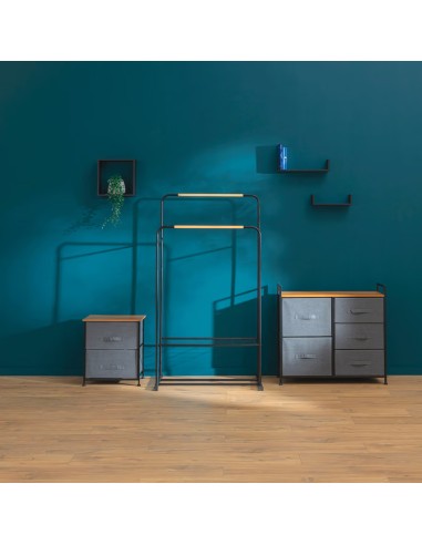 Table De Chevet 2 Tiroirs Tissa Gris Foncé Five