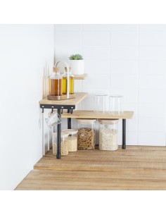 Étagère D'angle 3 Niveaux Bambou Et Inox Five 2