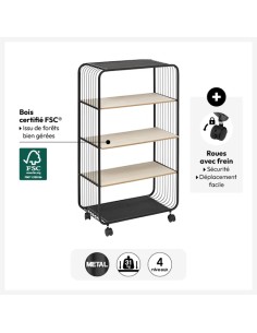 Étagère À Roulettes 4 Niveaux Noir Five 2