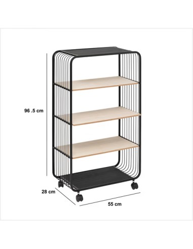 Étagère À Roulettes 4 Niveaux Noir Five
