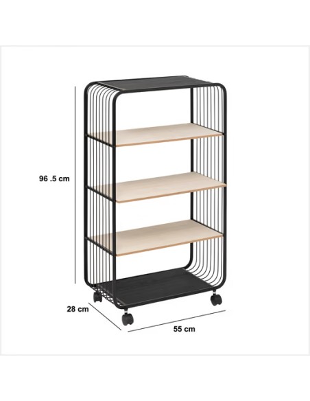 Étagère À Roulettes 4 Niveaux Noir Five