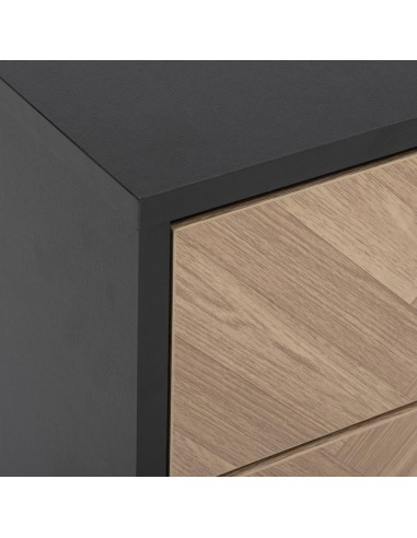 Table De Chevet 2 Tiroirs Chevrons Noir Five