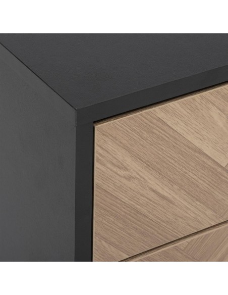 Table De Chevet 2 Tiroirs Chevrons Noir Five