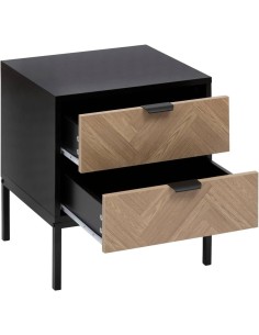 Table De Chevet 2 Tiroirs Chevrons Noir Five 2