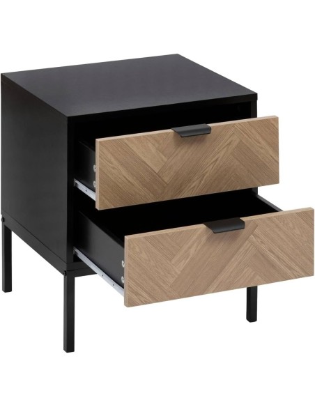 Table De Chevet 2 Tiroirs Chevrons Noir Five