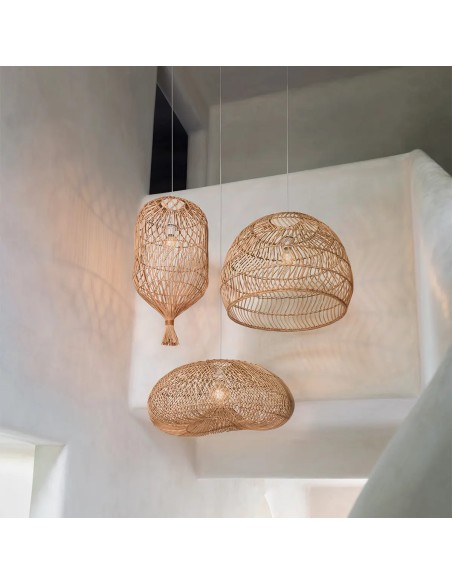 Suspension Jeny D68 En Rotin Beige Atmosphera