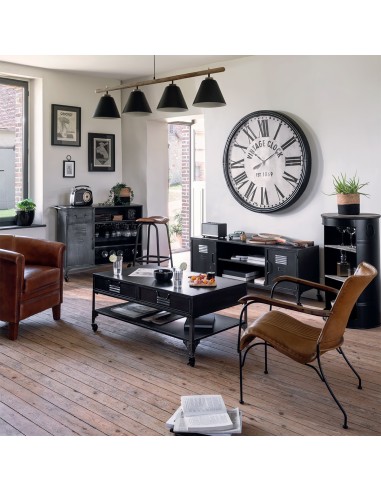 Table À Café Étagère Diego Grand Noir Atmosphera