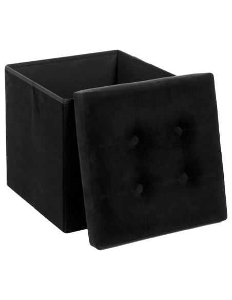 Pouf Et Coffre Pliant Lysandre En Velours Noir Atmosphera
