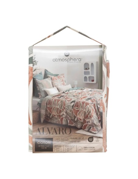 Parure De Lit Imprimée Alvaro Vert Céladon 240x220 Atmosphera