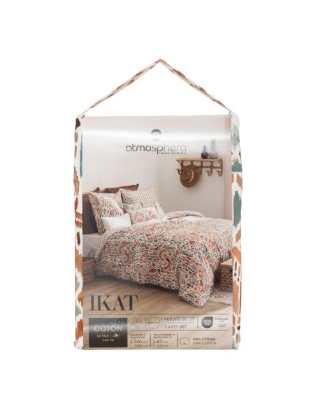 Parure De Lit Imprimée Ikat 240x220 Multicolore Atmosphera