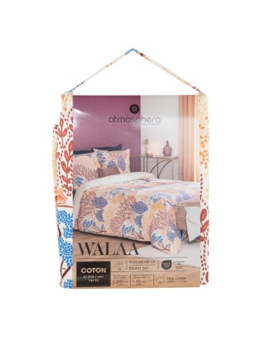 Parure De Lit Imprimée Walaa 240x220 Beige Atmosphera