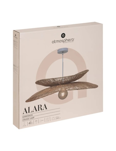 Suspension Alara D69 En Métal Et Jute Beige Atmosphera