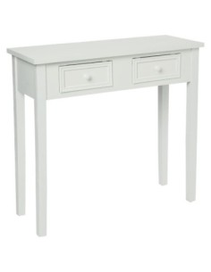 Console Charme En Bois Avec 2 Tiroirs Blanc Atmosphera