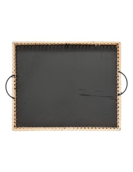 Lot De 2 Plateaux Cosy Métal Et Rotin Noir Atmosphera