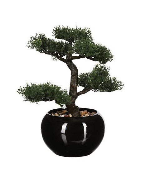 Bonsaï Artificiel En Pot Céramique Noir Atmosphera