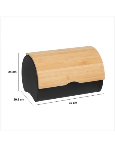 Boite À Pain Bambou Et Métal Noir Five