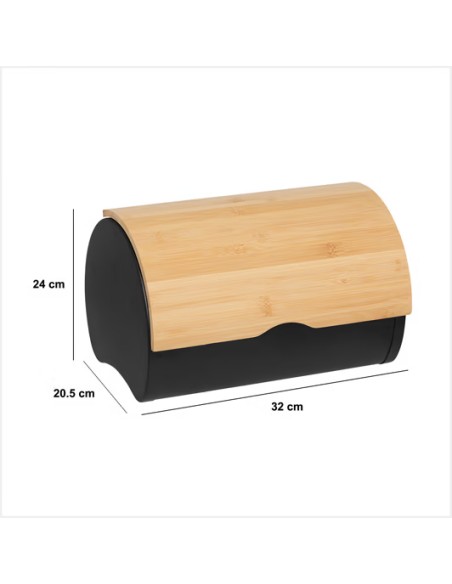 Boite À Pain Bambou Et Métal Noir Five