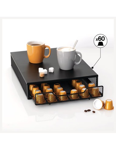 Porte-Capsules Mayaj Noir avec Tiroir Espresso x60 Capsules Five